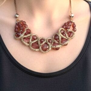 Statment Vintage Women's Chocker Rose Tan Pink Stone  Jewelry Necklace Handmade